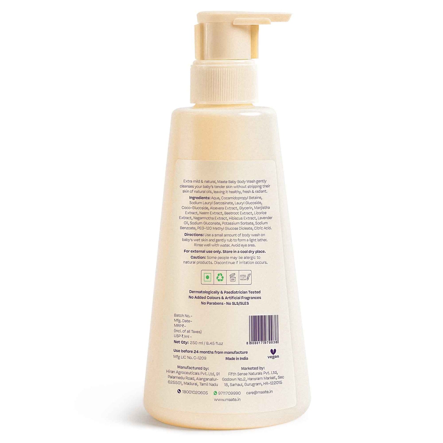 Baby Body Wash ph Balanced | Soap Free - 250 ML - Maate