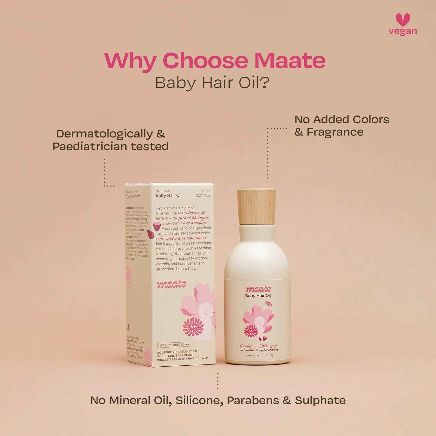 100% Natural Baby Hair Oil - 150 ML - Maate