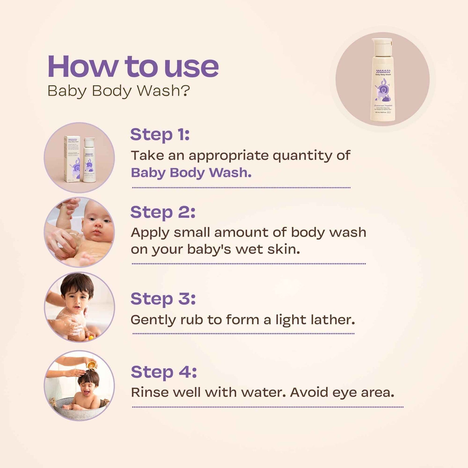 Baby Body Wash ph Balanced | Soap Free
 - 50 ML - Maate