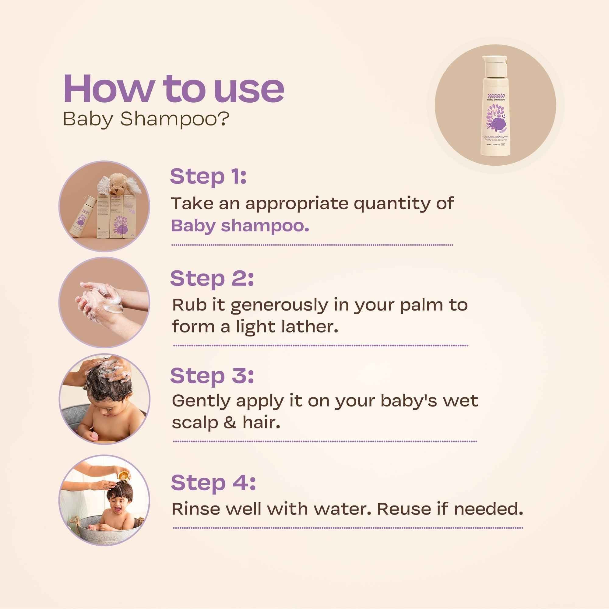 Tear Free Baby Shampoo - ph Balanced | Soap Free - 50 ML - Maate