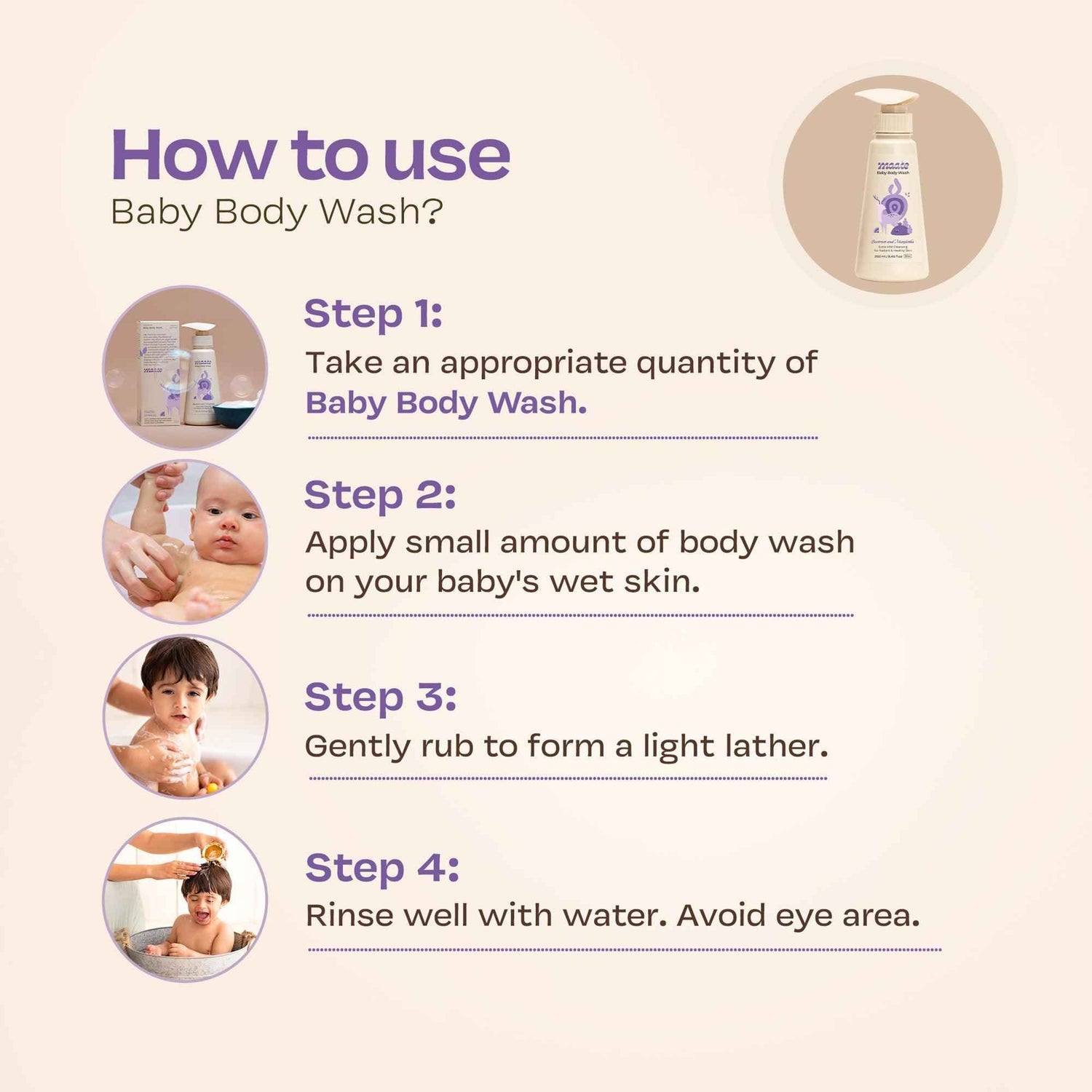 Baby Body Wash ph Balanced | Soap Free - 250 ML - Maate