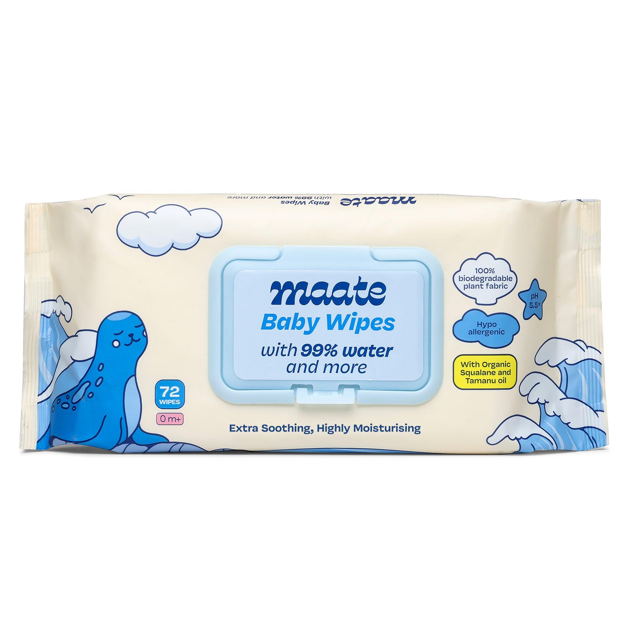 Maate Baby Wipes – 99% Water-Based, Natural, Hypoallergenic, and Biodegradable