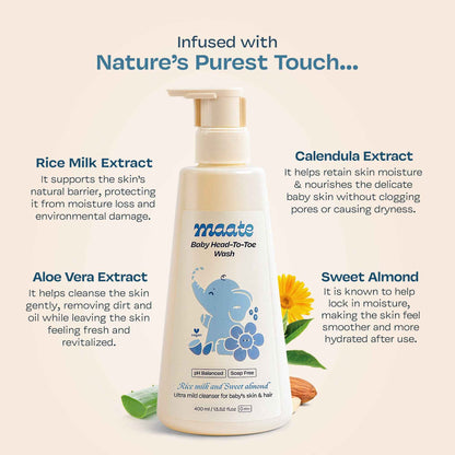Maate Baby Head to Toe Wash – Tear-Free | pH-Balanced - 400ML