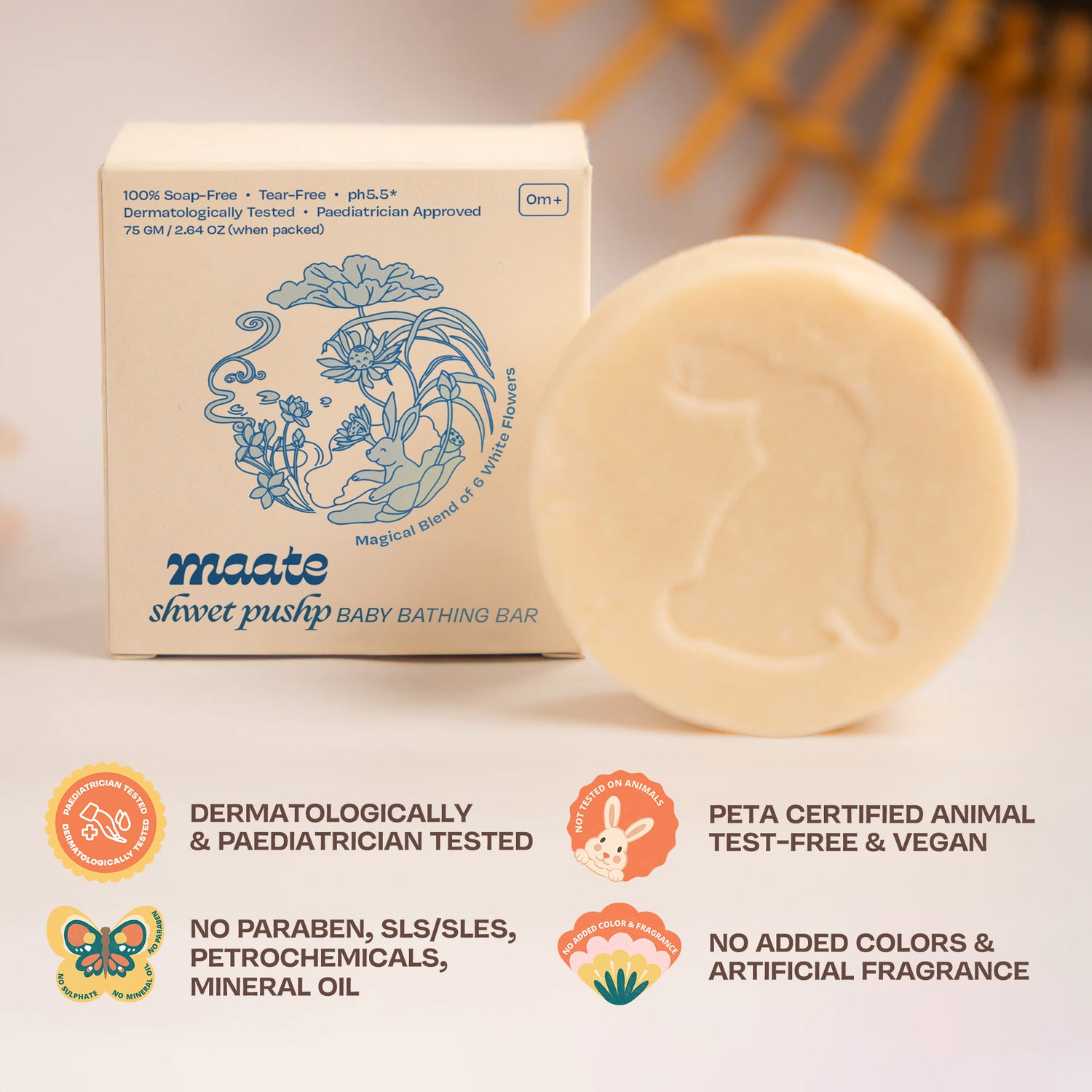 Maate Ayurvedic Shwet Pushp Baby Bathing Bar - Set of 3