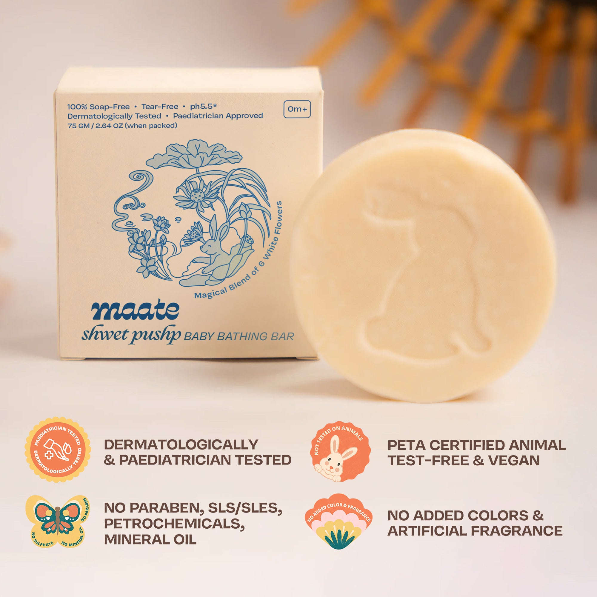 Maate Ayurvedic Shwet Pushp Baby Bathing Bar - Set of 3